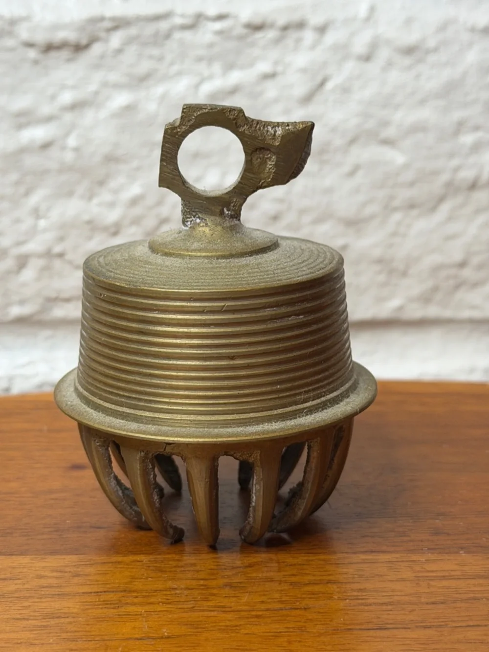 Vintage Elephant Claw Brass Bell Patina Damaged Top